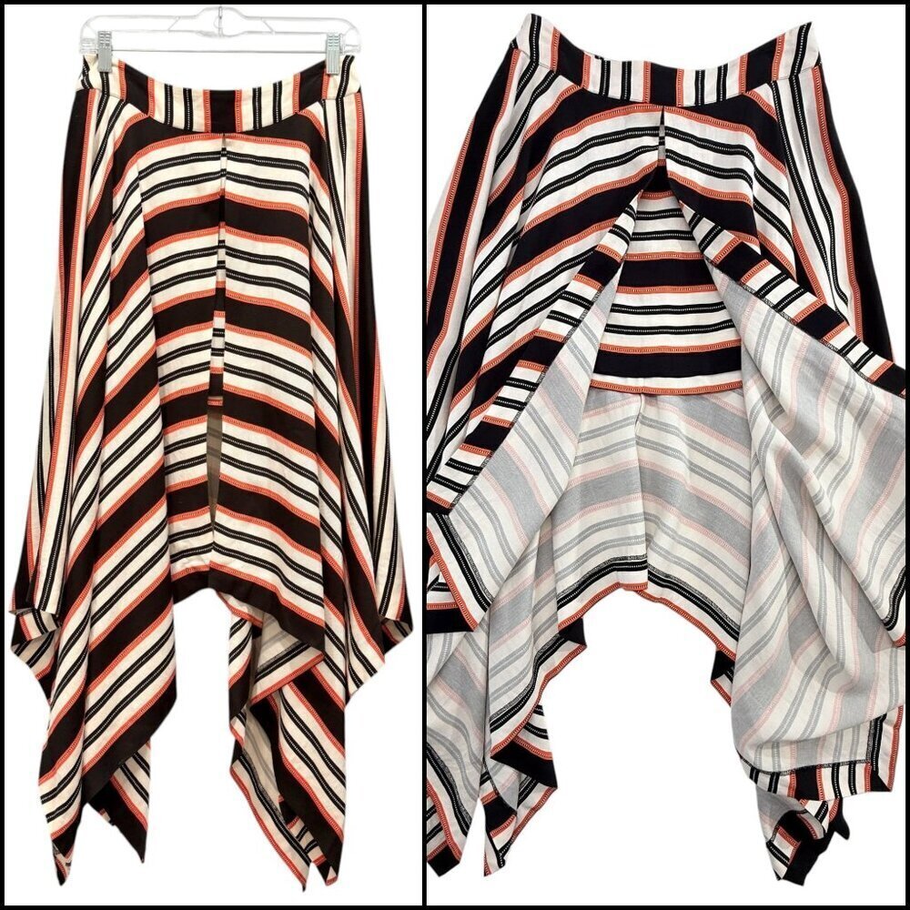 Sass & Bide Handkerchief Asymmetrical Maxi Skirt Striped‎ Art to Wear Retro US 4